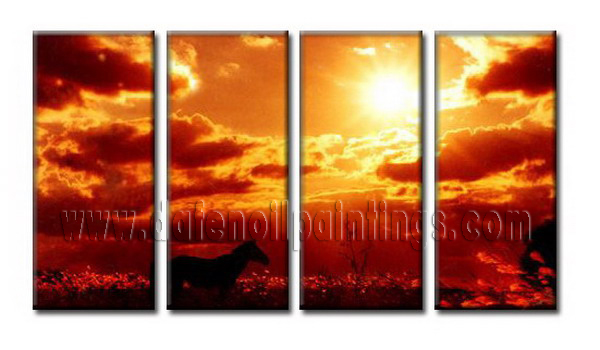 Modern Oil Paintings on canvas setting sun painting -set08065