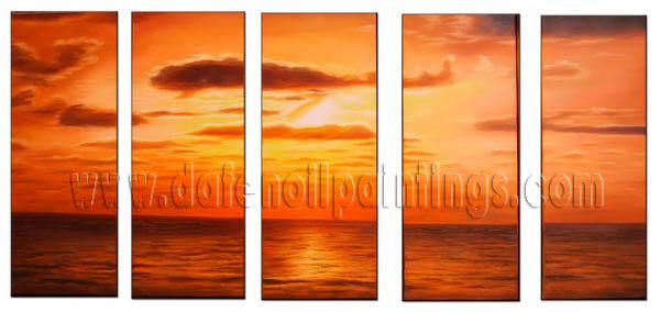 Modern Oil Paintings on canvas sunset glow painting -set08142