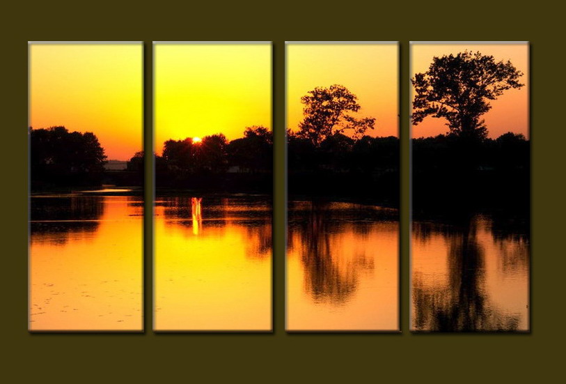 Modern Oil Paintings on canvas sunrise painting -set10088