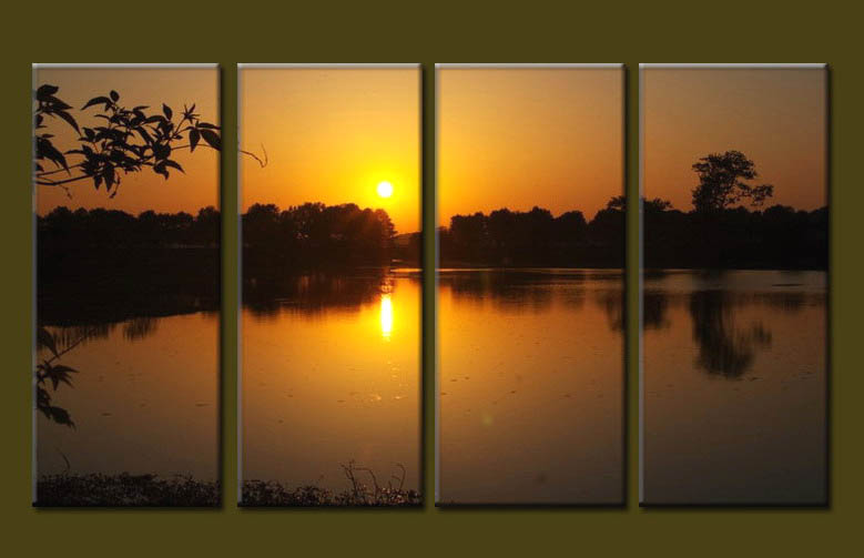 Modern Oil Paintings on canvas sunrise painting -set10093