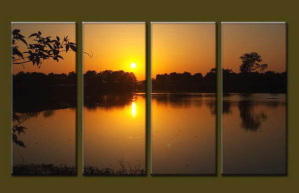 Modern Oil Paintings on canvas sunrise painting -set10128