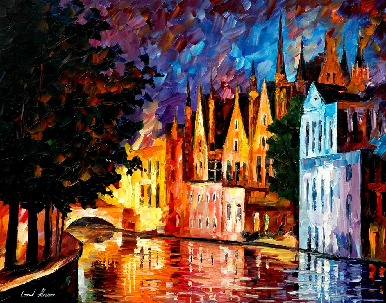 Modern impressionism palette knife oil painting City001