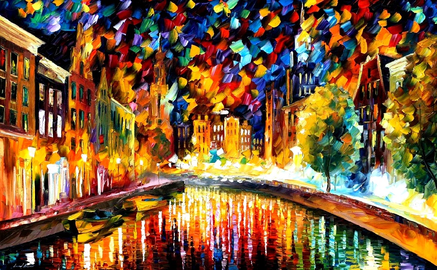 Modern impressionism palette knife oil painting City066