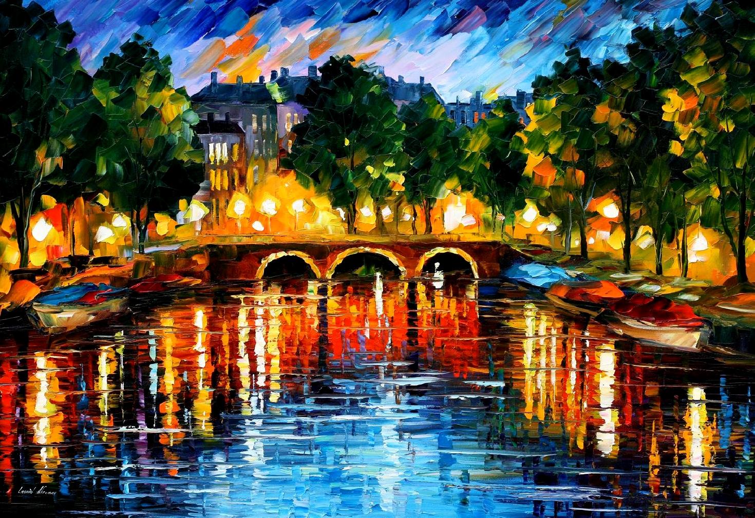 Modern impressionism palette knife oil painting City068