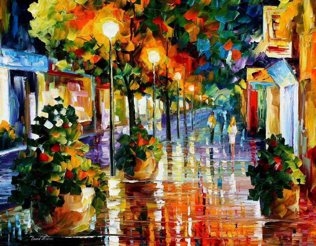 Modern impressionism palette knife oil painting City084