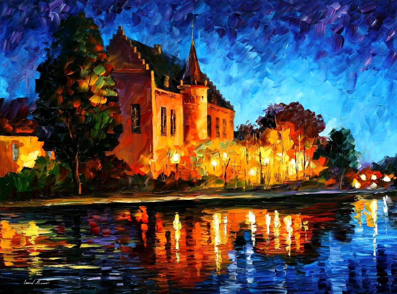 Modern impressionism palette knife oil painting City089