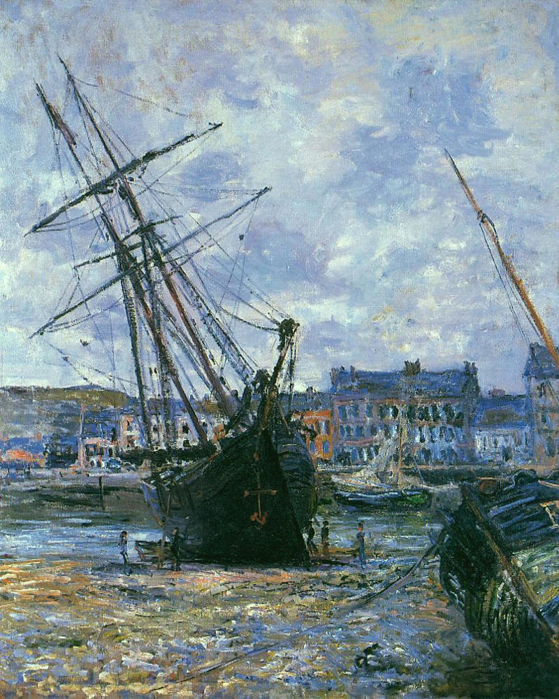 Cloude Monet Oil Painting Boats Lying at Low Tide at Facamp 1880 - Click Image to Close