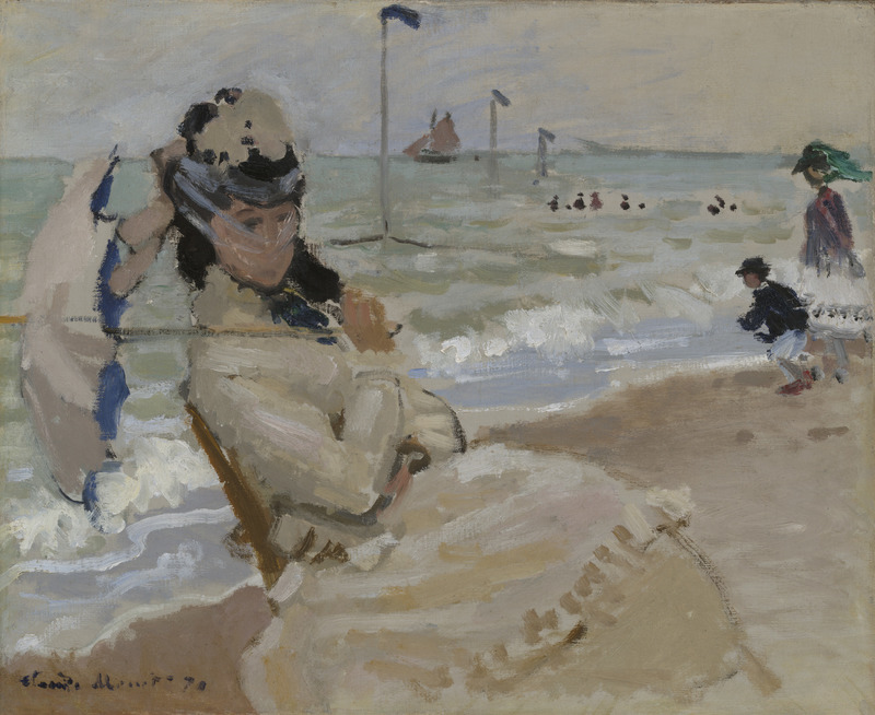 Cloude Monet Oil Painting Camille on the Beach at Trouville 1870 - Click Image to Close