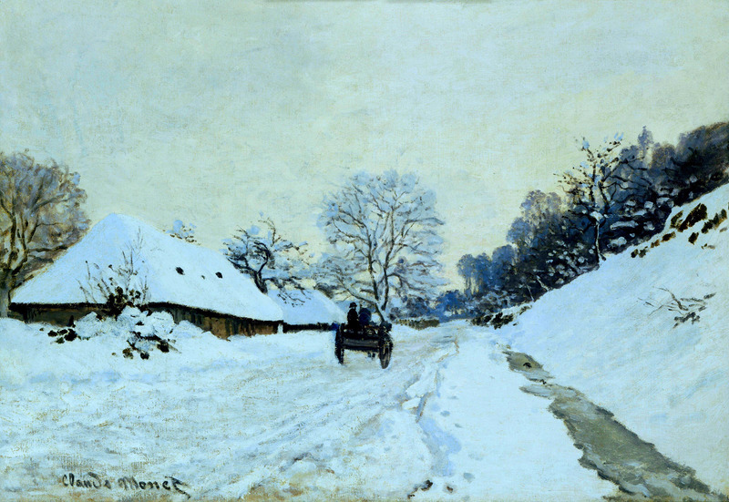 Cart on the Snow Covered Road with Saint-Simeon Farm