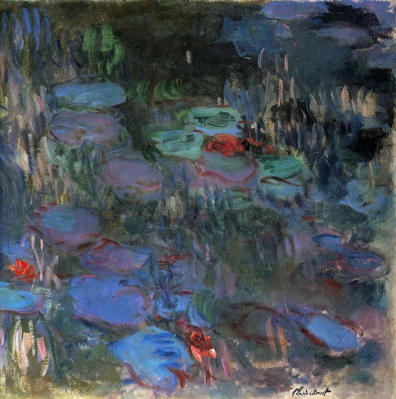 Water Lilies, Reflections of Weeping Willows right half 1919