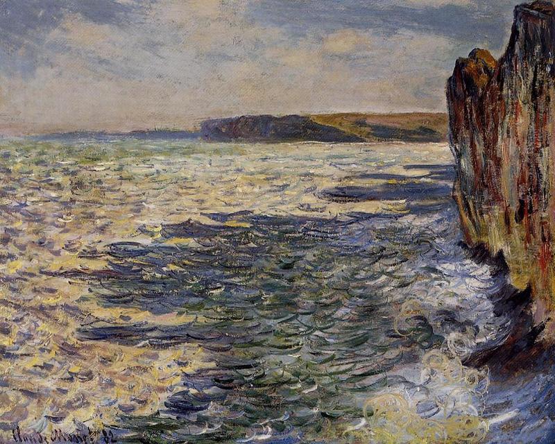 Cloude Monet Paintings Waves and Rocks at Pourville 1882