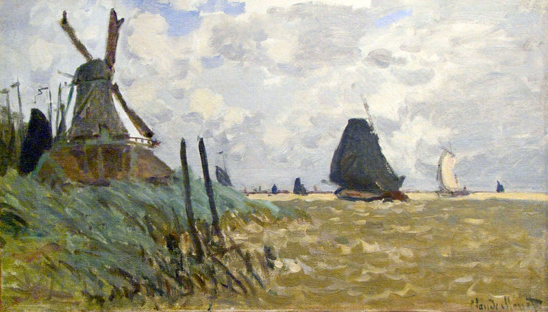 Cloude Monet Classical Oil Paintings Windmill near Zaandam 1871 - Click Image to Close