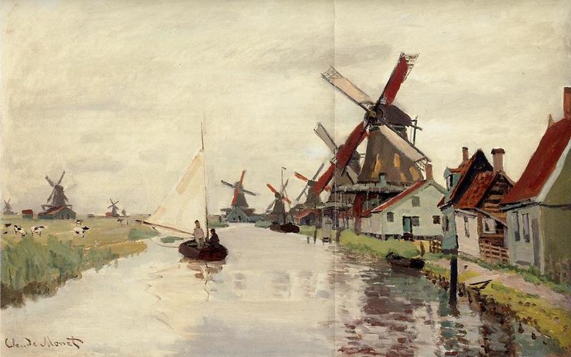 Monet Oil Paintings Windmills in Holland 1871