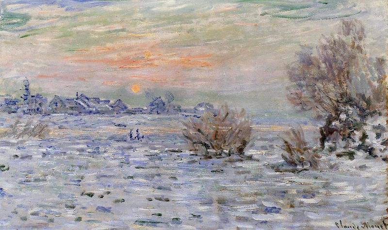 Cloude Monet COil Paintings Winter on the Seine, Lavacourt 1880 - Click Image to Close