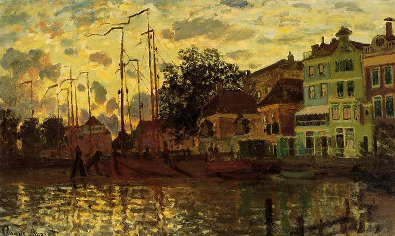 Cloude Monet COil Paintings Zaandam, The Dike, Evening 1871 - Click Image to Close