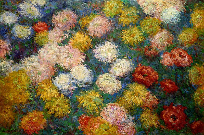 Cloude Monet Classical Oil Paintings Chrysanthemums 2 1897 - Click Image to Close