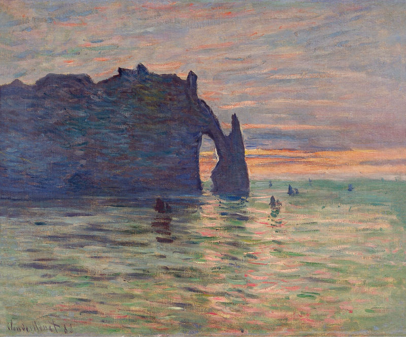 Cloude Monet Classical Oil Paintings Etretat, Sunset 1883 - Click Image to Close