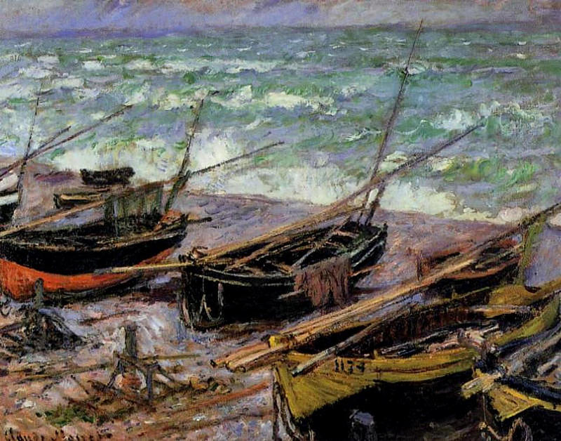 Cloude Monet Paintings Fishing Boats at Honfleur