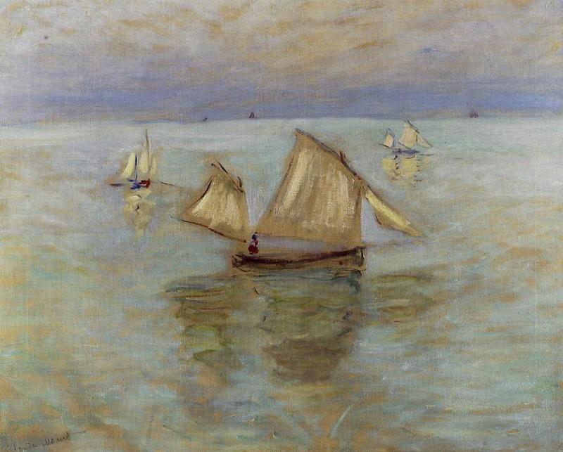 Cloude Monet Classical Oil Paintings Fishing Boats at Sea - Click Image to Close