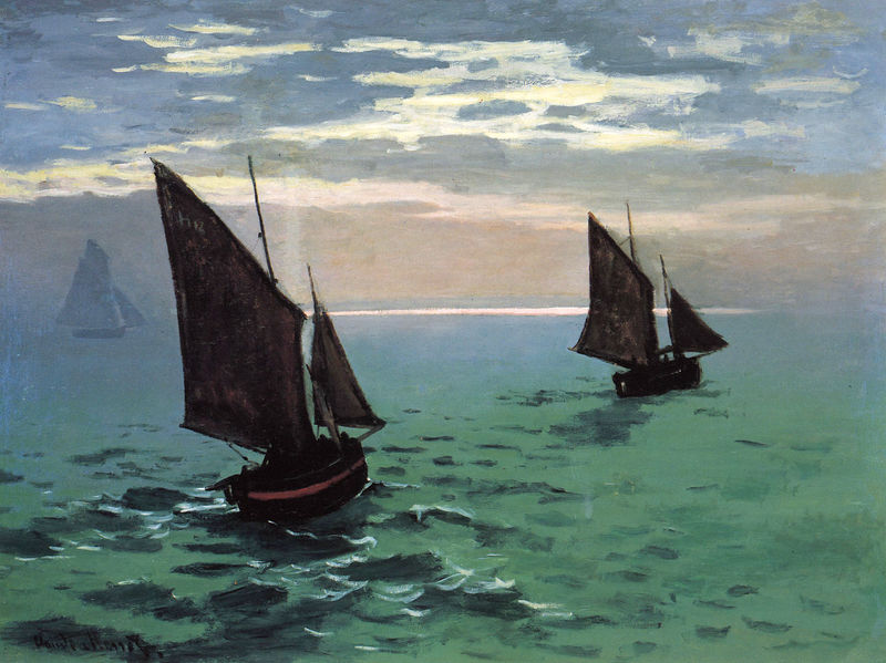 Cloude Monet Oil Paintings Fishing Boats at etretat 1885 - Click Image to Close