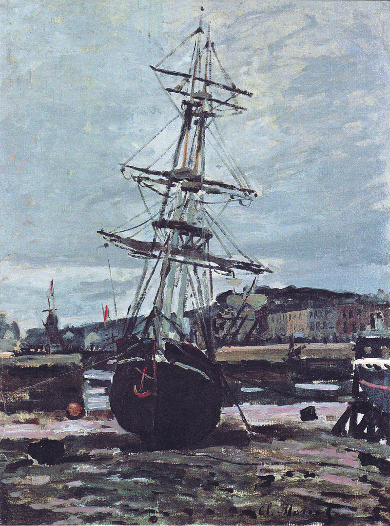 Cloude Monet Paintings Gestrandetes Boot in Fecamp