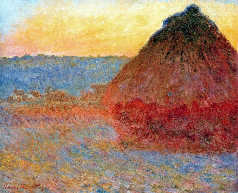 Cloude Monet Grainstack, Impression in Pinks and Blues 1891 - Click Image to Close