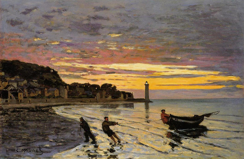 Cloude Monet Oil Paintings Hauling a Boat Ashore, Honfleur - Click Image to Close