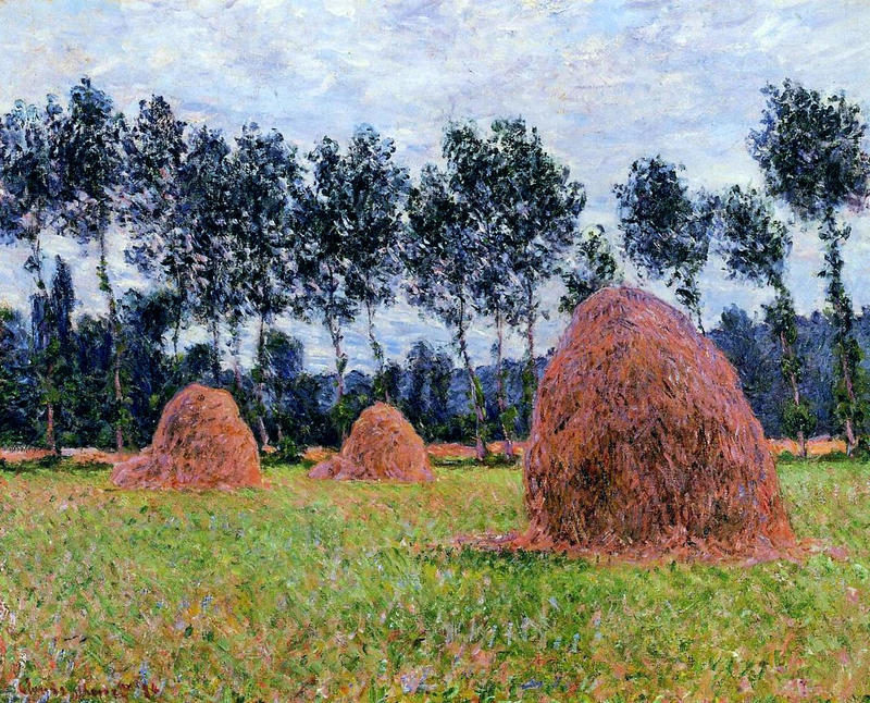 Cloude Monet Oil Paintings Haystacks, Overcast Day 1884 - Click Image to Close