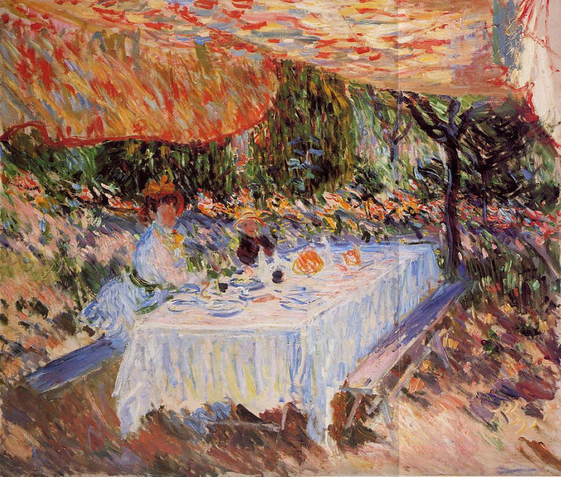 Cloude Monet Oil Painting Lunch under the Canopy 1883 - Click Image to Close