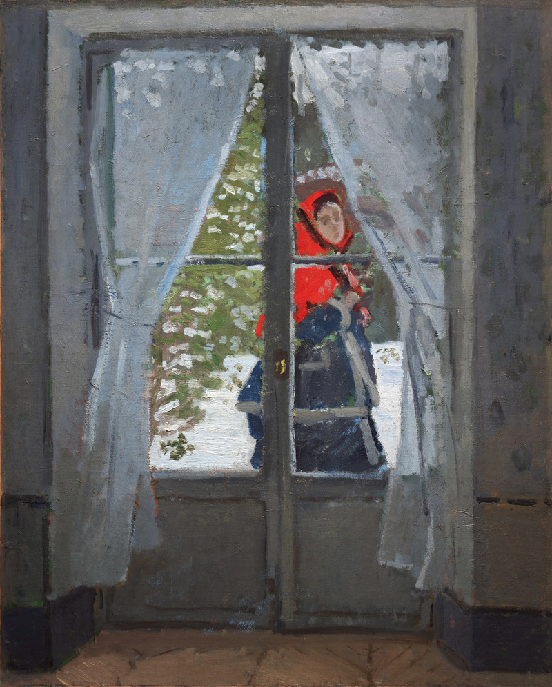 Cloude Monet Oil Painting Madame Monet or The Red Cape 1870 - Click Image to Close