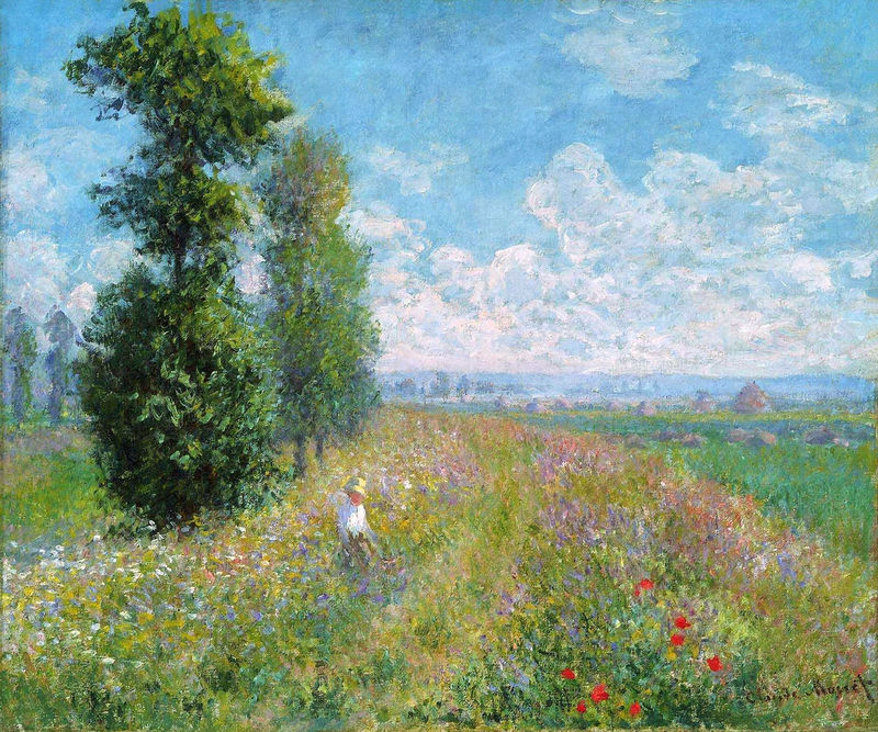 Cloude Monet Oil Painting Meadow with Poplars 1875 - Click Image to Close