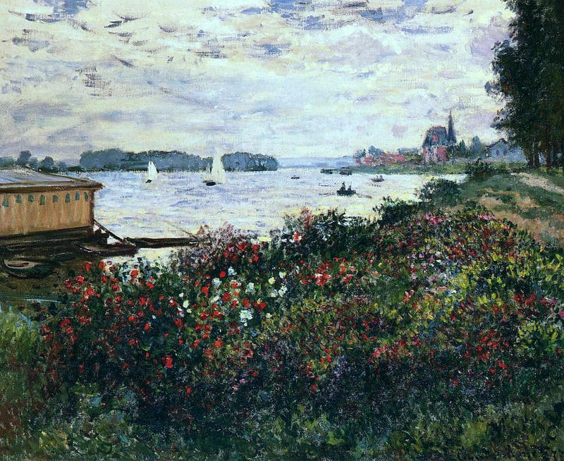 Cloude Monet Oil Painting Riverbank at Argenteuil 1877