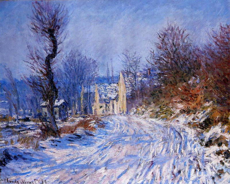 Cloude Monet Oil Painting Road to Giverny in Winter 1885 - Click Image to Close