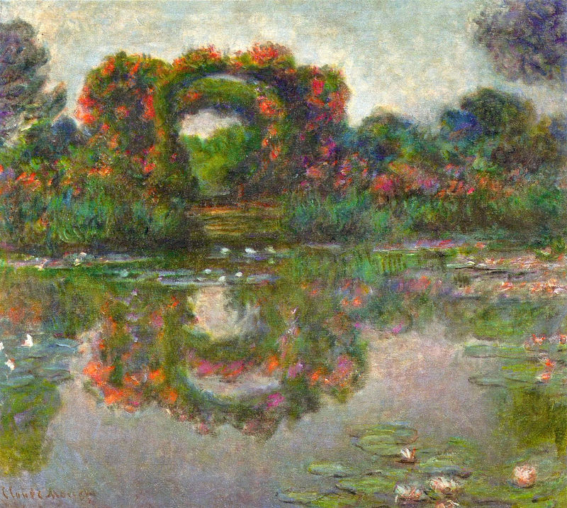 Cloude Monet Paintings Rose Flowered Arches at Giverny 1913