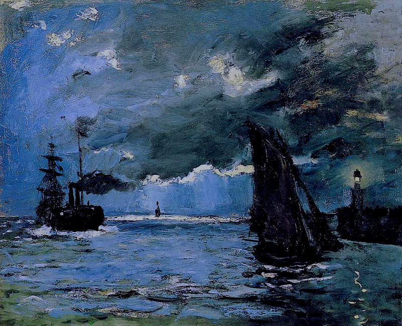 Cloude Monet Oil Paintings Seascape, Night Effect 1866 - Click Image to Close