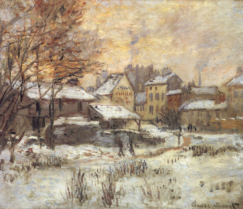 Cloude Monet Oil Paintings Snow Effect with Setting Sun 1875