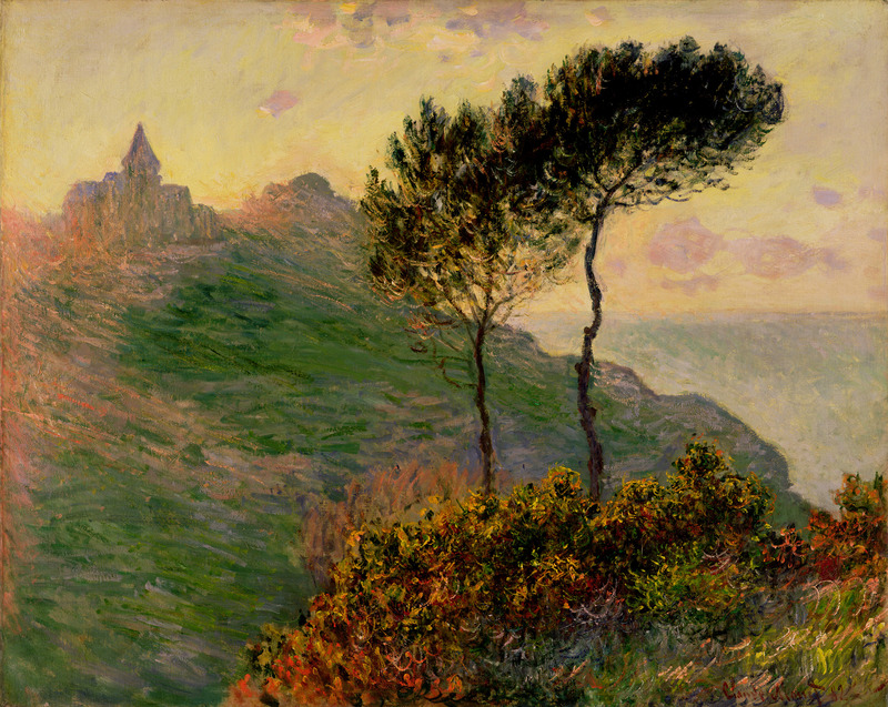 Monet Painting The Church at Varengeville 1882