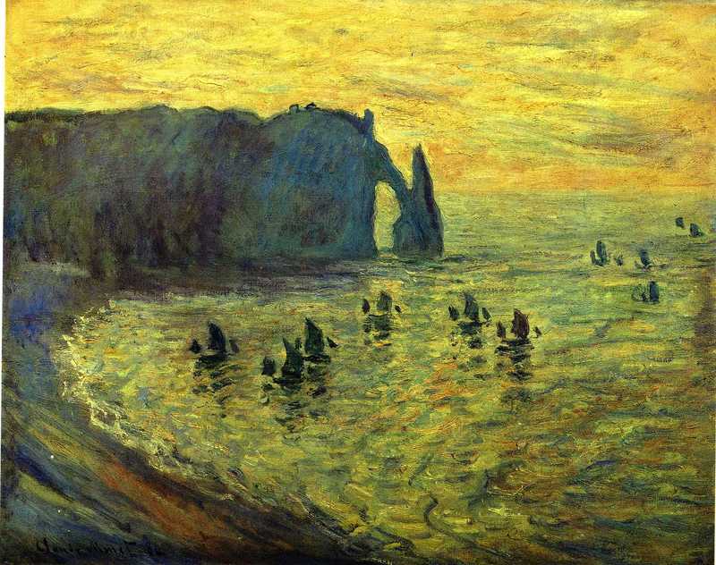 Monet Painting The Cliffs at Etretat 1886