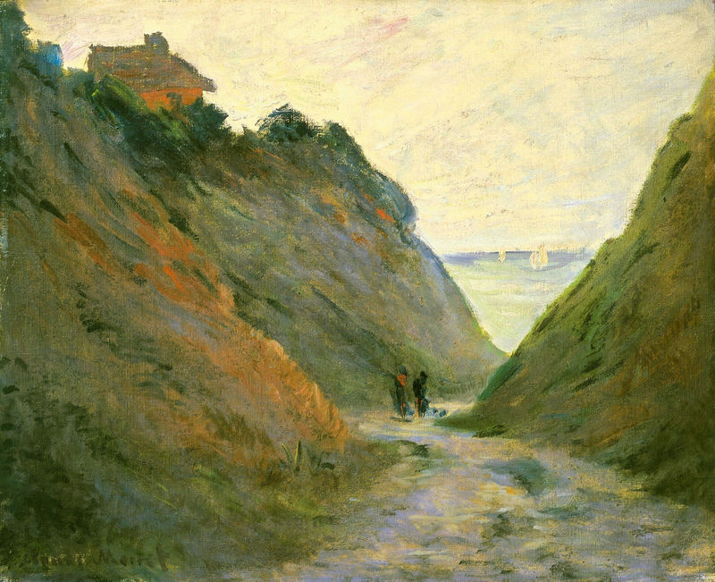 Monet Painting The Sunken Road in the Cliff at Varangeville 1882