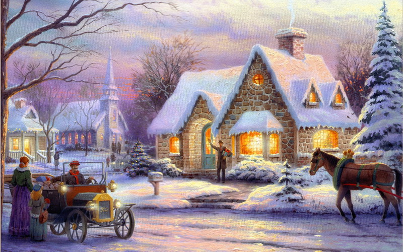 Modern Thomas Kinkade Landscape oil painting TK019