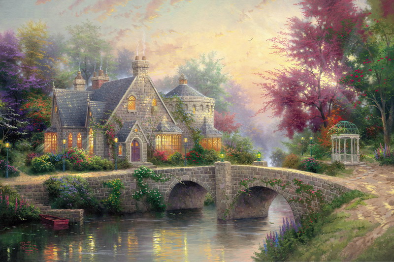 Modern Thomas Kinkade Landscape oil painting TK022