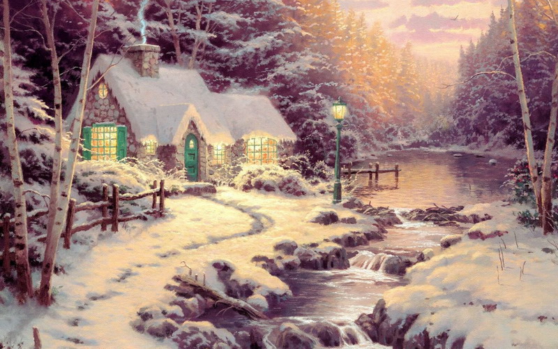 Modern Thomas Kinkade Landscape oil painting TK024