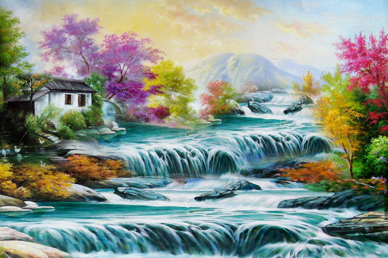 Modern Thomas Kinkade Landscape oil painting TK035