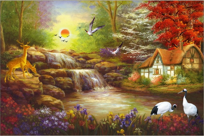 Modern Thomas Kinkade Landscape oil painting TK036