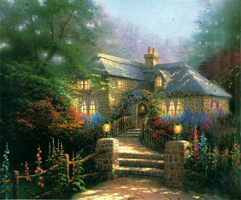 Modern Thomas Kinkade Landscape oil painting TK041