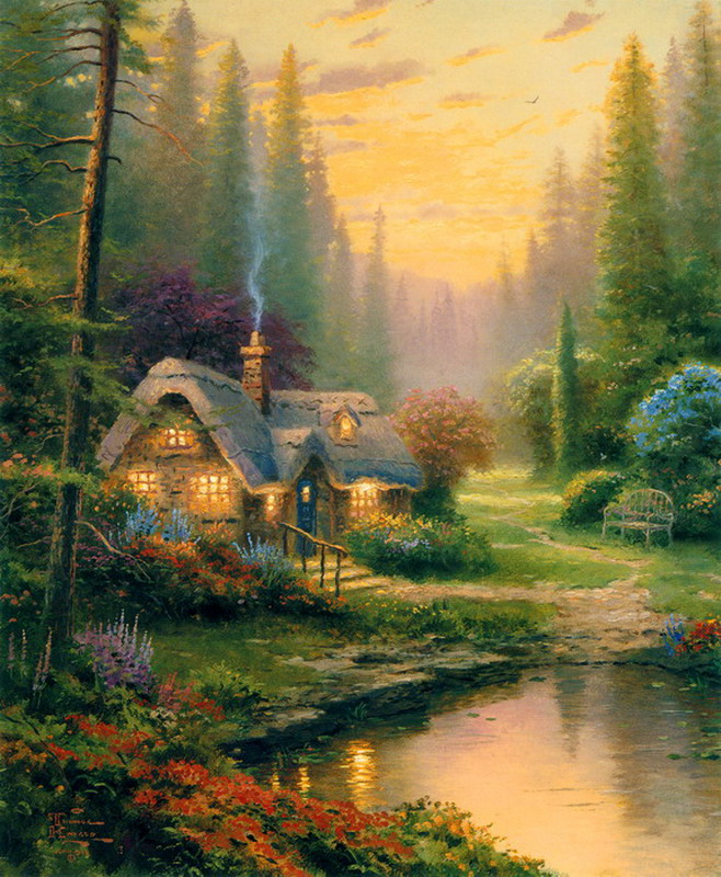 Modern Thomas Kinkade Landscape oil painting TK052