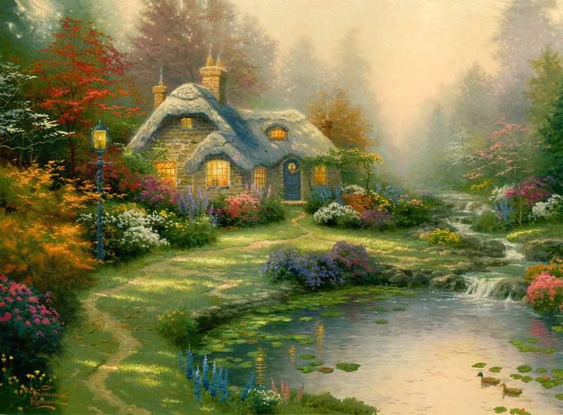 Modern Thomas Kinkade Landscape oil painting TK072