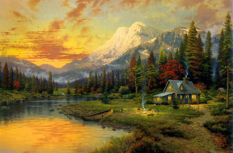 Modern Thomas Kinkade Landscape oil painting TK078