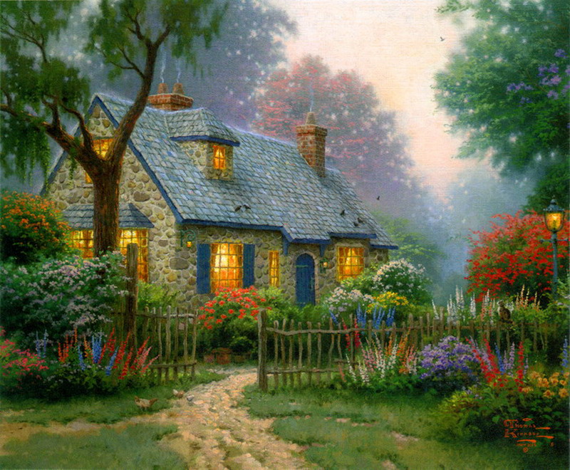 Modern Thomas Kinkade Landscape oil painting TK081