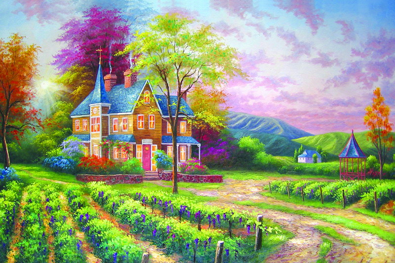 Modern Thomas Kinkade Landscape oil painting TK082